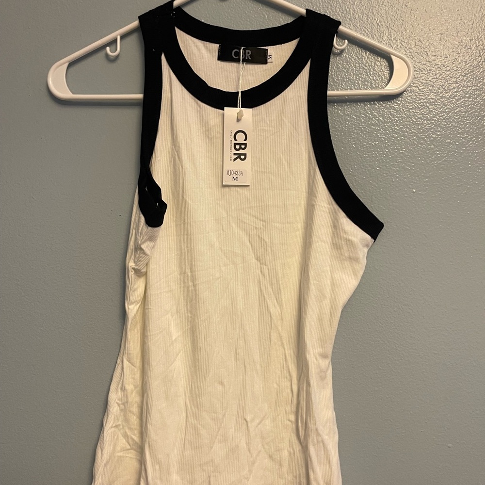 CBR Women's Black-Trimmed White Tank Top